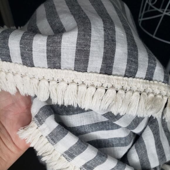 Philosophy Embroidered Striped Fringe Trim Ballon Sleeve Shift Dress Size L - Picture 6 of 9